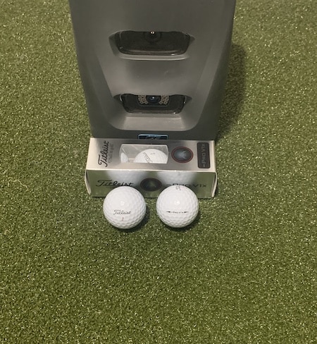 ProV1x Left Dash distance golf ball in front of GC3 launch monitor