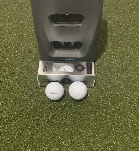 ProV1x Left Dash distance golf ball in front of GC3 launch monitor