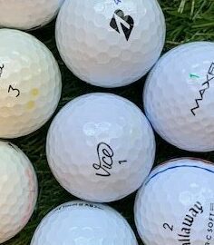 Random golf balls zoomed in.