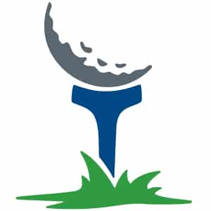 Golf ball on a tee logo