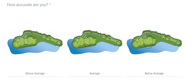 Image from golf ball selector tool quiz asking for your level of accuracy.