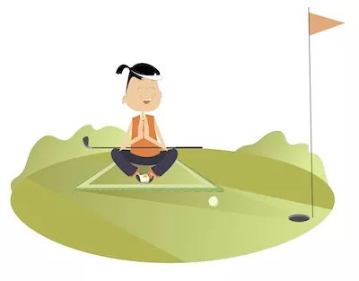 Meditating golfer