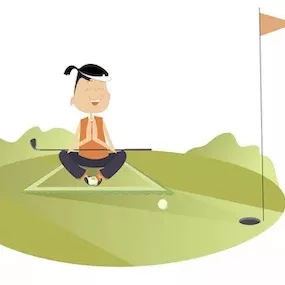 cartoon golfer meditating