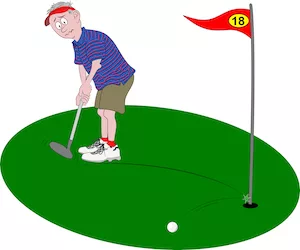 cartoon golfer on a putting green