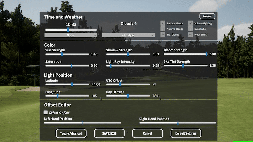 GSPRO Golf Simulator Software graphics controls