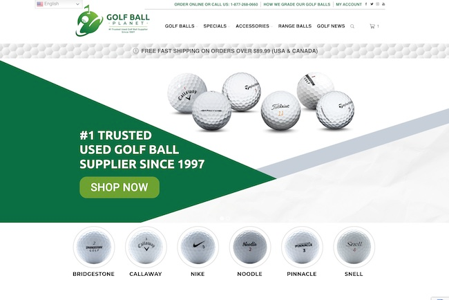 Golf ball planet website screenshot