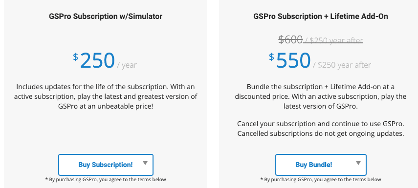 GSPro Pricing Options