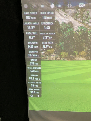 Titleist Prov1x left dash tee show on simulator