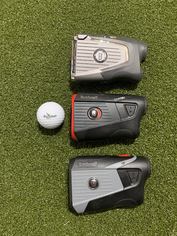 Three laser golf rangefinders