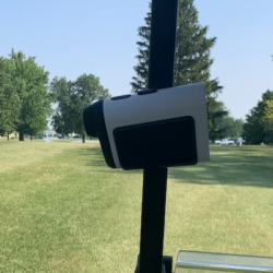 Precision Pro NX10 rangefinder mounted to cart bar