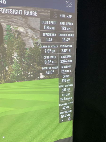 Titleist Tour Speed tee shot with precise numbers measured from a launch monitor