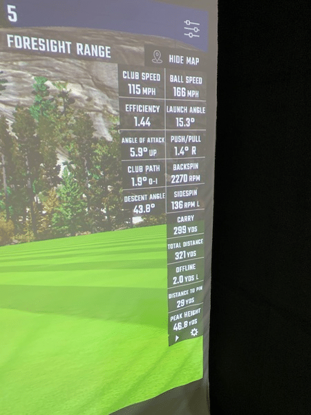 Tee shot with the Taylormade Tour Response in the golf simulator