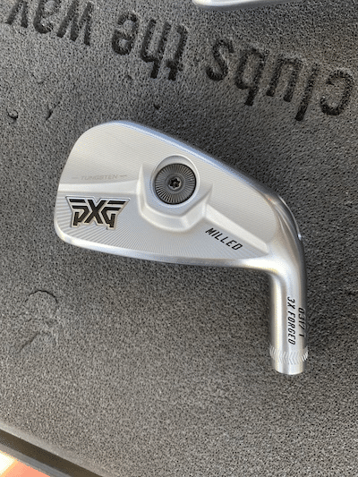 PXG Fittings process, image of a PXG iron with head weight shown