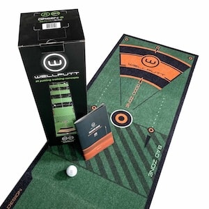 wellputt putting mat with user manual and guide.